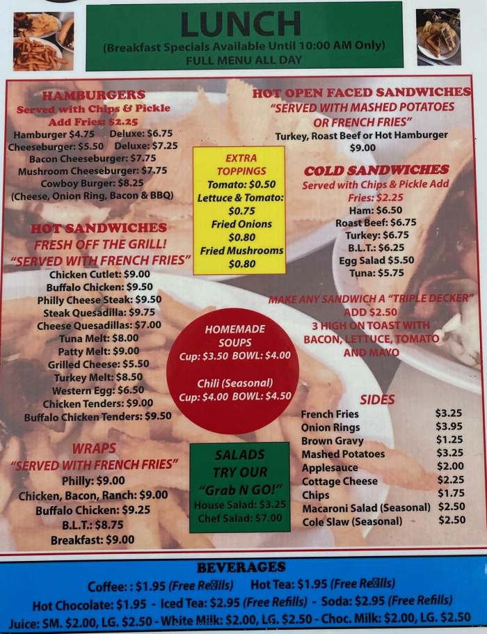 Page 2 of menu, A J's Family Diner Cortland, NY