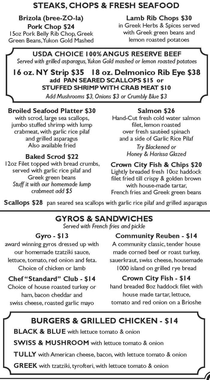 Page 3 of menu, Community Restaurant in Cortland, NY