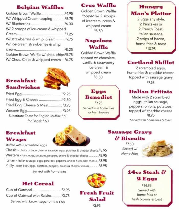 Page 2 of menu, Cortland Diner in Cortland, NY