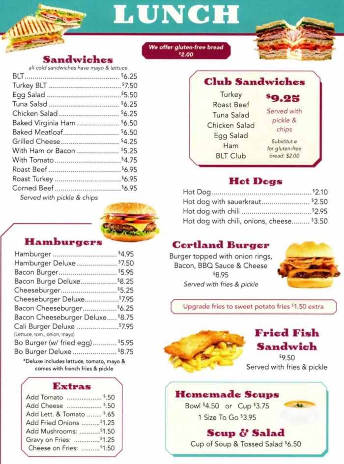 Page 3 of menu, Cortland Diner in Cortland, NY