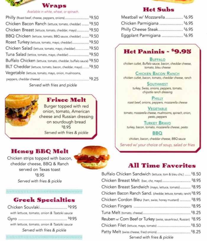 Page 4 of menu, Cortland Diner in Cortland, NY