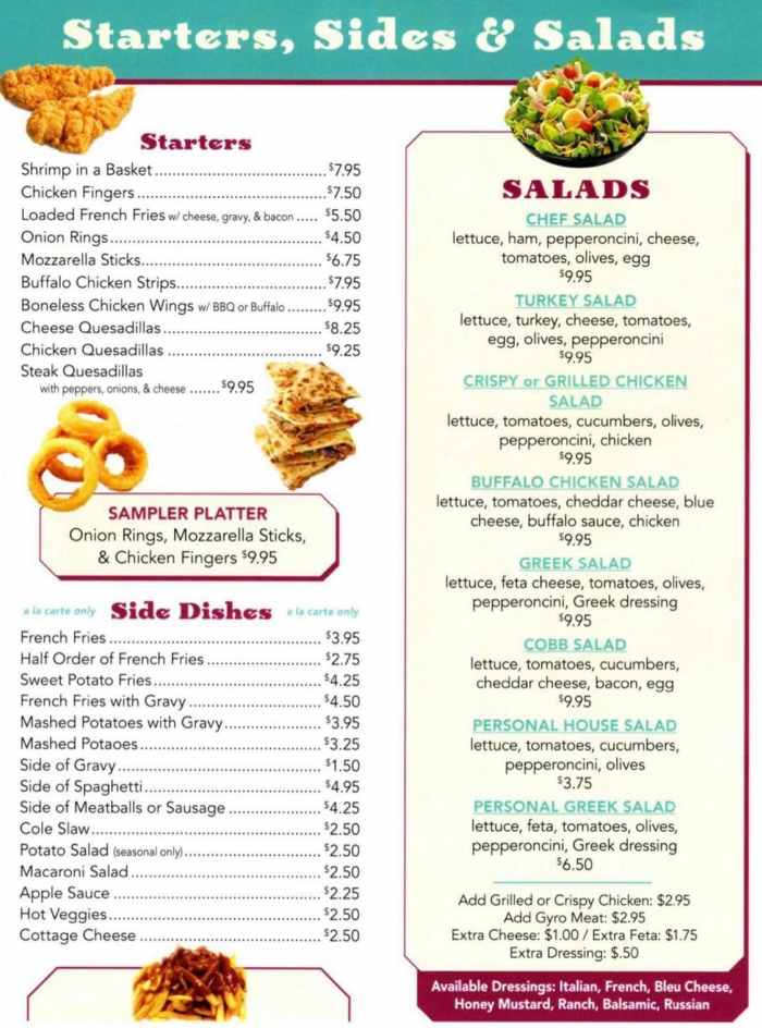 Page 6 of menu, Cortland Diner in Cortland, NY