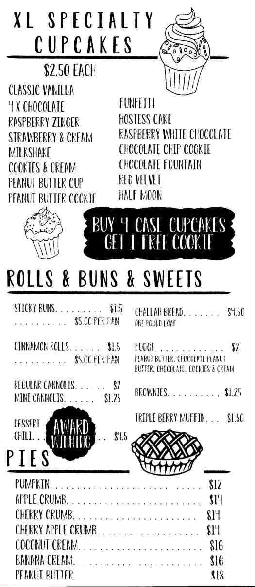 Page 3 of menu, Frosted Bakery Cortland, NY