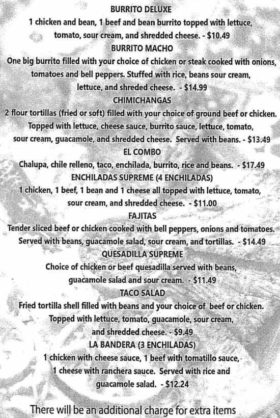 Page 3 of menu, Garcias Mexican in Cortland, NY