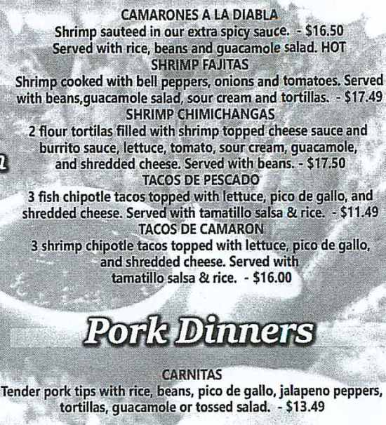 Page 5 of menu, Garcias Mexican in Cortland, NY