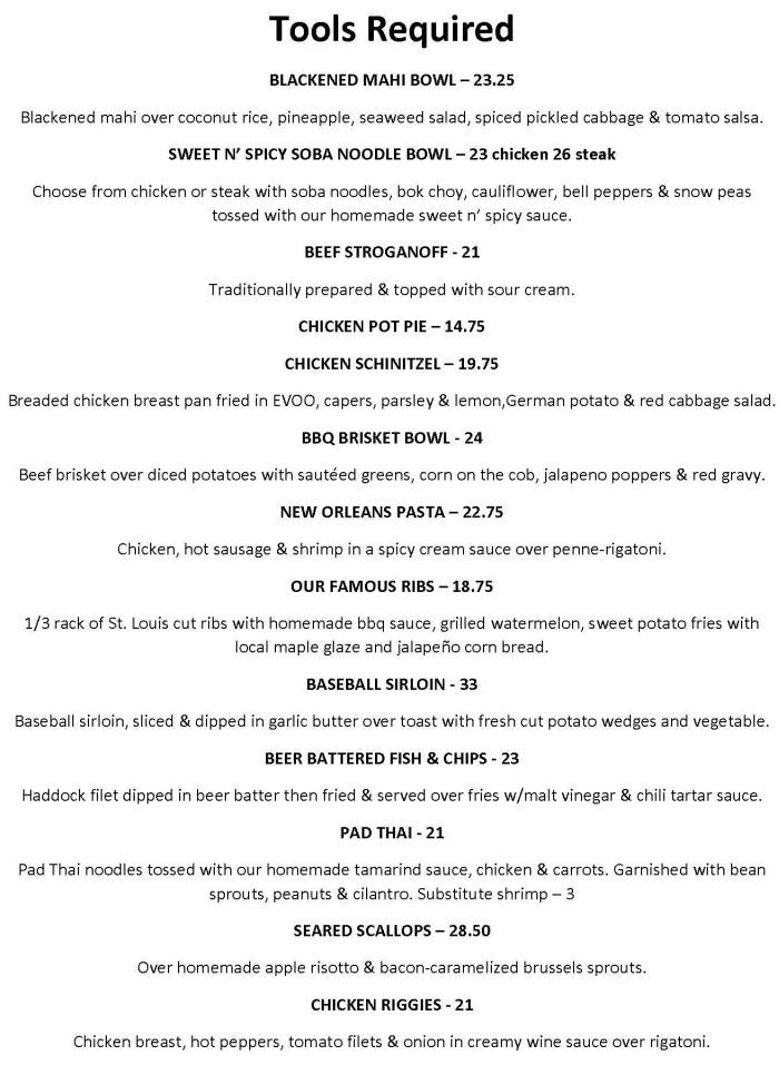 Page 3 of menu, Hairy Tony's Cortland, NY