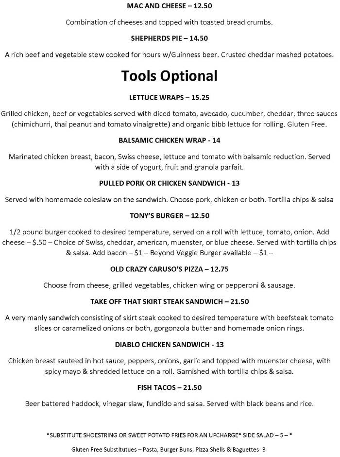 Page 4 of menu, Hairy Tony's Cortland, NY