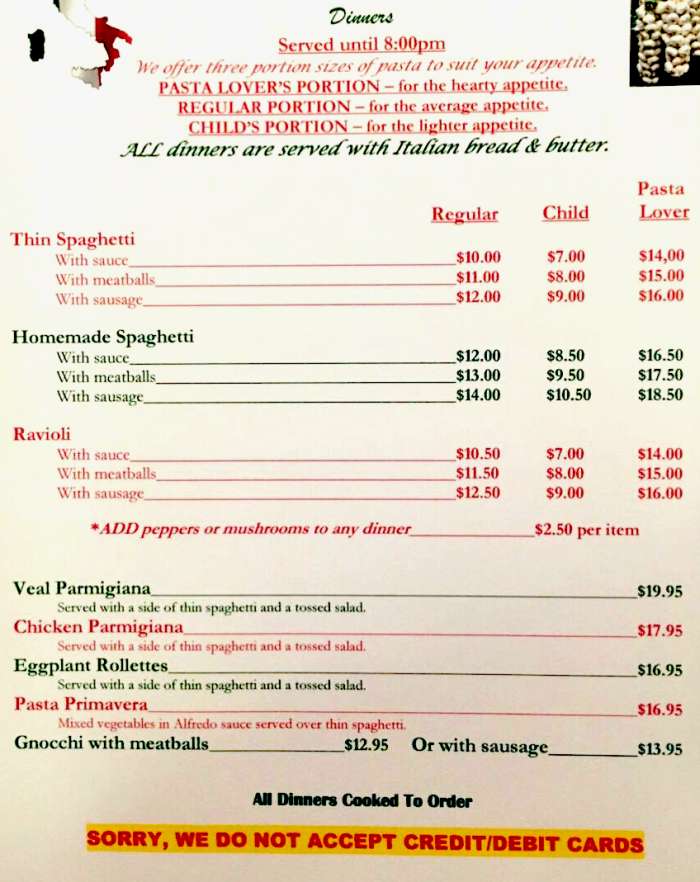 Page 1 of menu, Melodyland Restaurant Cortland, NY