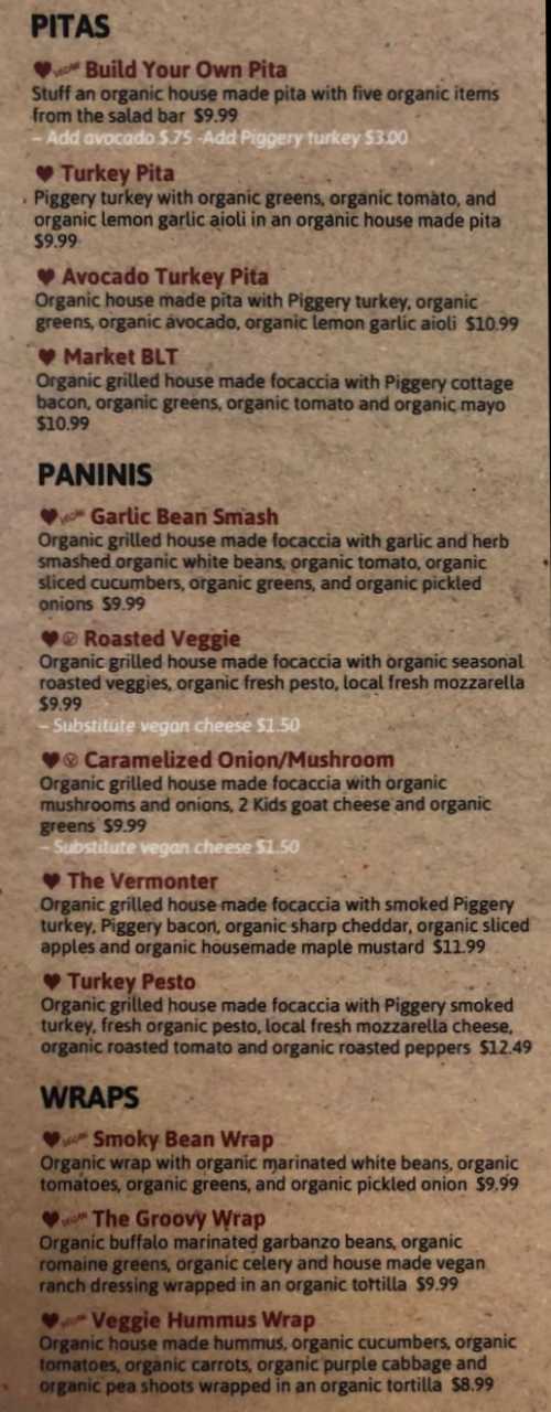 Page 3 of menu, Whole Heart Cafe Cortland, NY