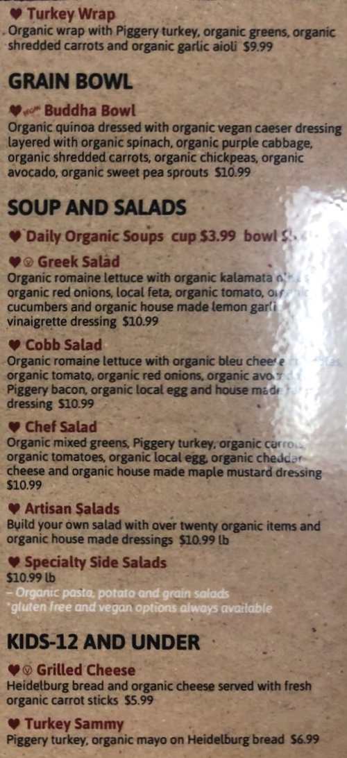 Page 4 of menu, Whole Heart Cafe Cortland, NY